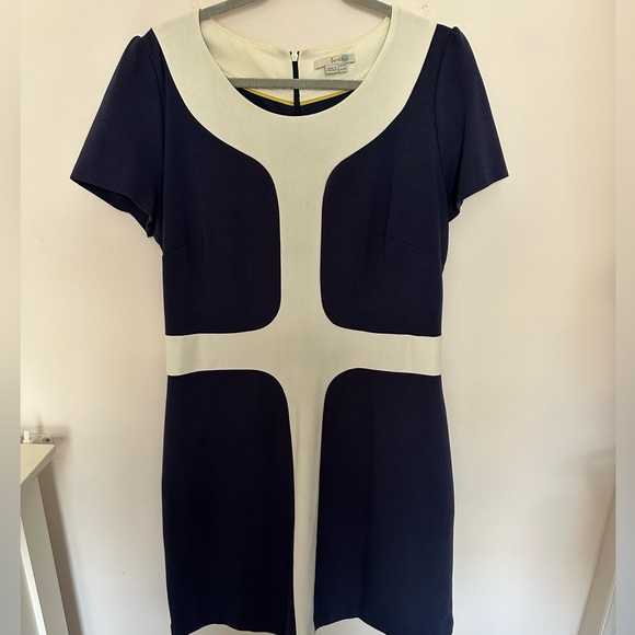 Boden Pall Mall geometric navy white dress Mad Men vines size 12 - Picture 2 of 8